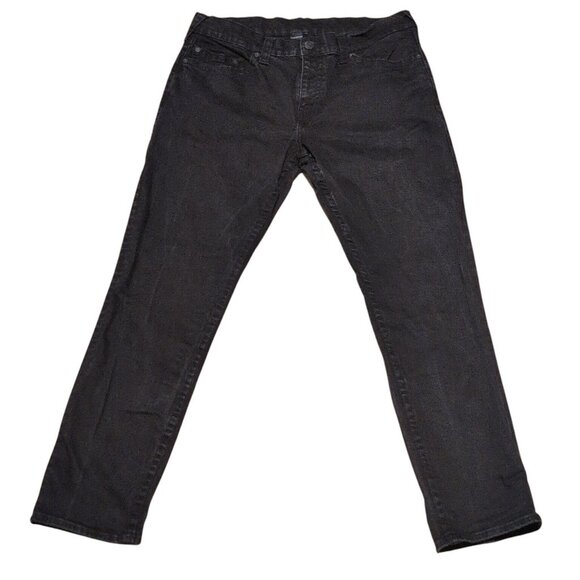 True Religion Jeans Geno Relaxed Slim Fit Black Straight Leg Pants Sz 38x32 - Picture 1 of 10